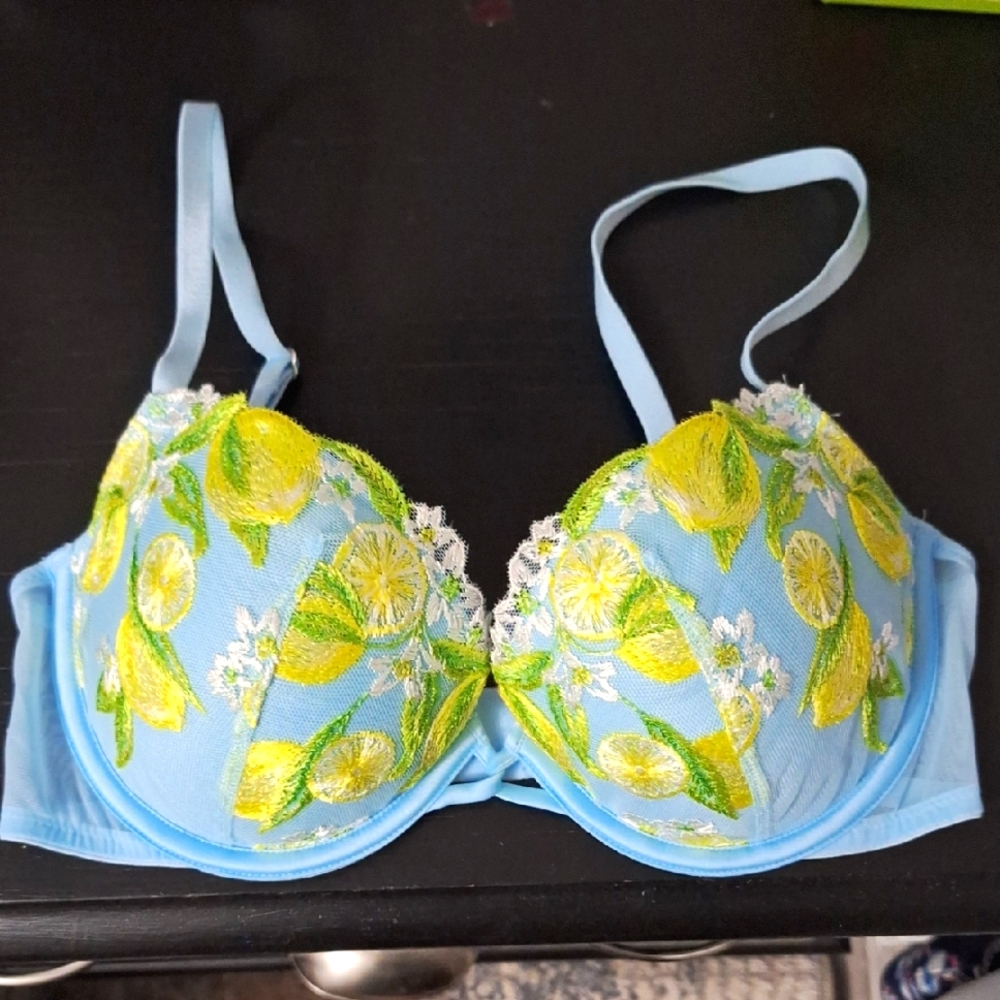 Lemon Embroidered Bra Like New